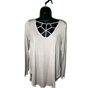 American Eagle Women's Light Purple Scoop Neck Webbing Cutout‎ Top Size S
